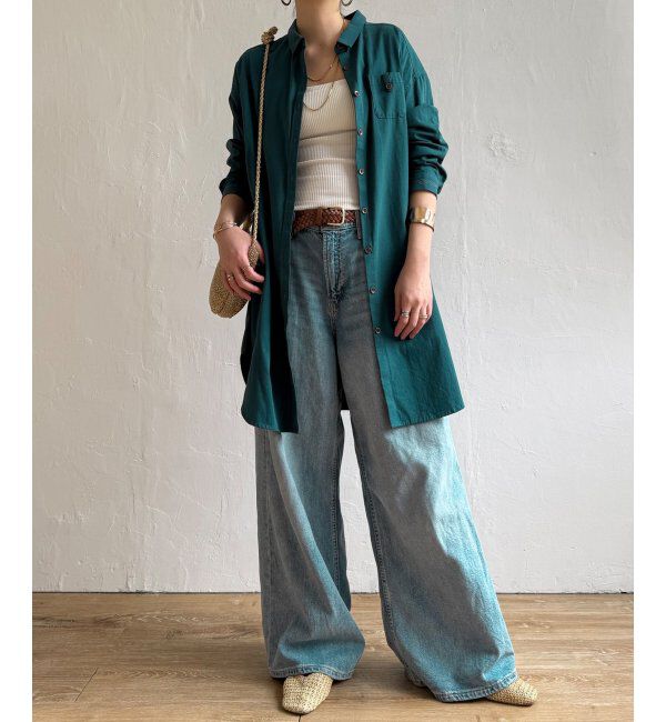 Lbc with Life「エクリュ ミニポケ刺繍シャツワンピース」|ワンピース|