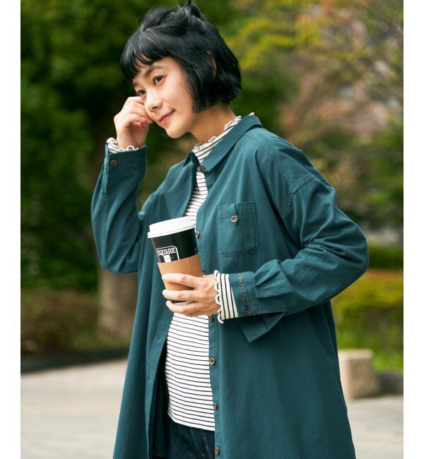 Lbc with Life「エクリュ ミニポケ刺繍シャツワンピース」|ワンピース|