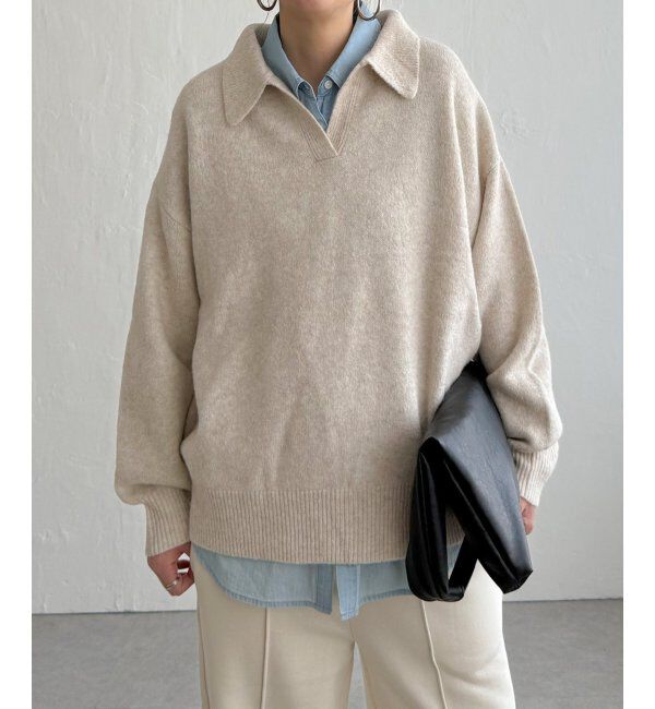 Lbc with Life「ポロ襟スキッパーニット」|カーディガン|