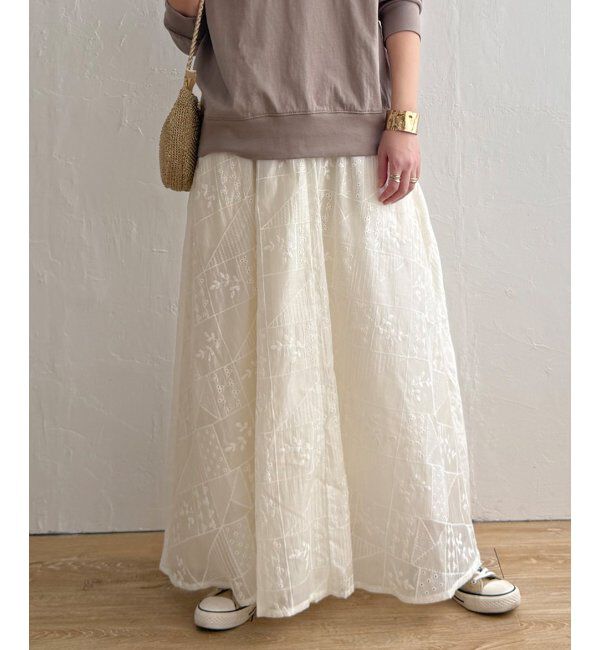 Lbc with Life「パッチワーク風レースギャザースカート」|スカート|