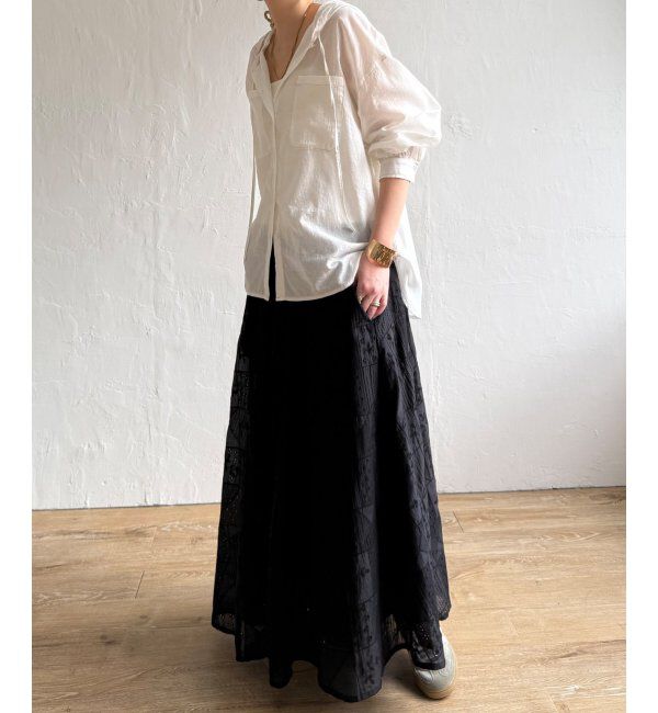 Lbc with Life「パッチワーク風レースギャザースカート」|スカート|ブラック