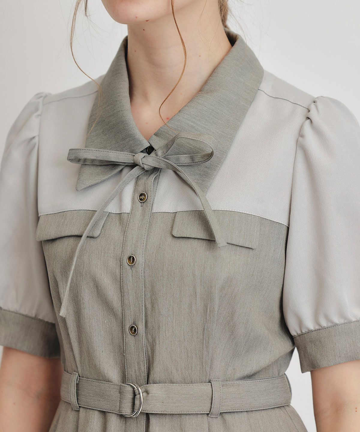 REDYAZEL「コントラストカラーシャツフレアロングワンピース」|ワンピース|