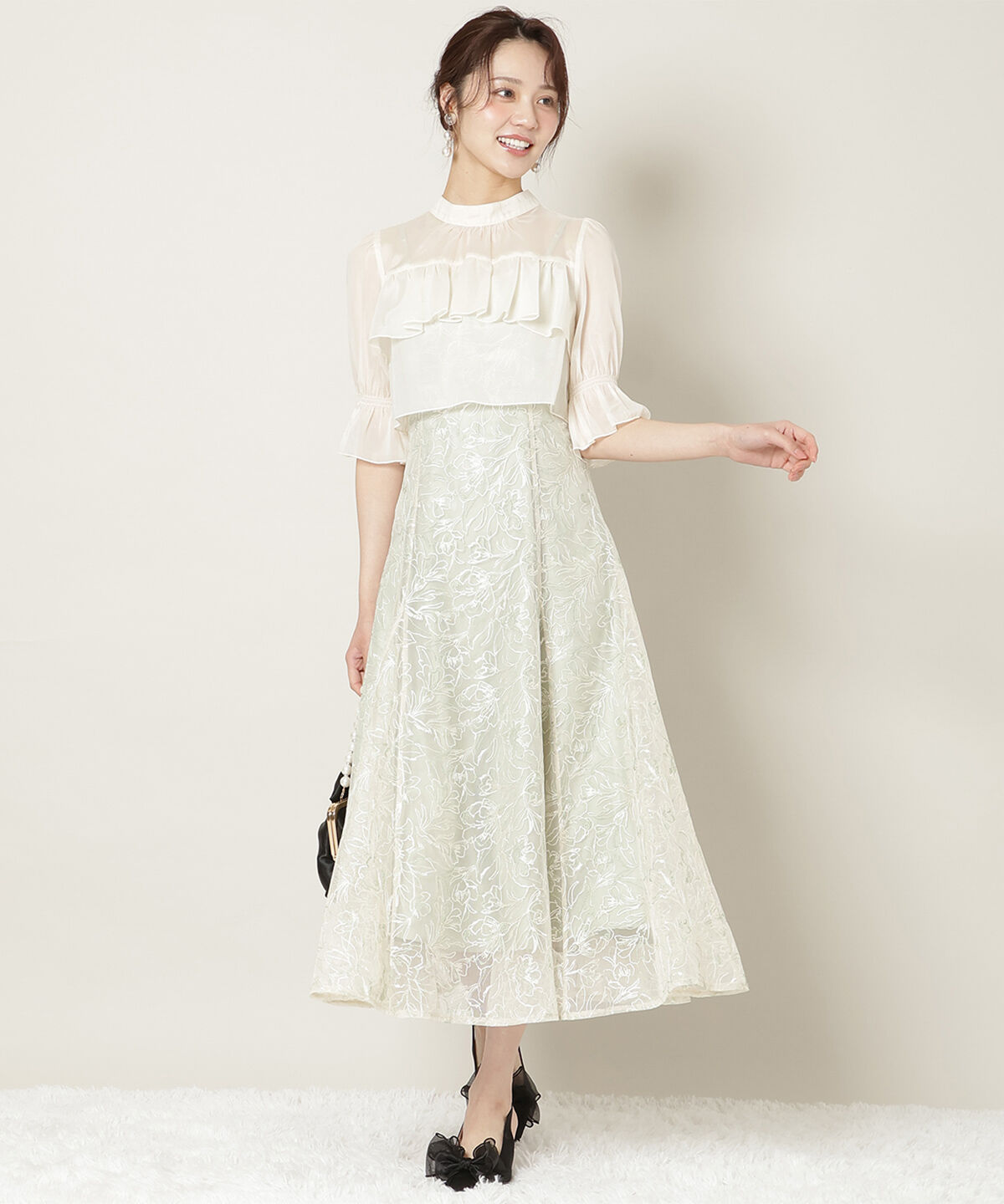 WILLSELECTION「チュールエンブロイダリーワンピース」|ドレス|