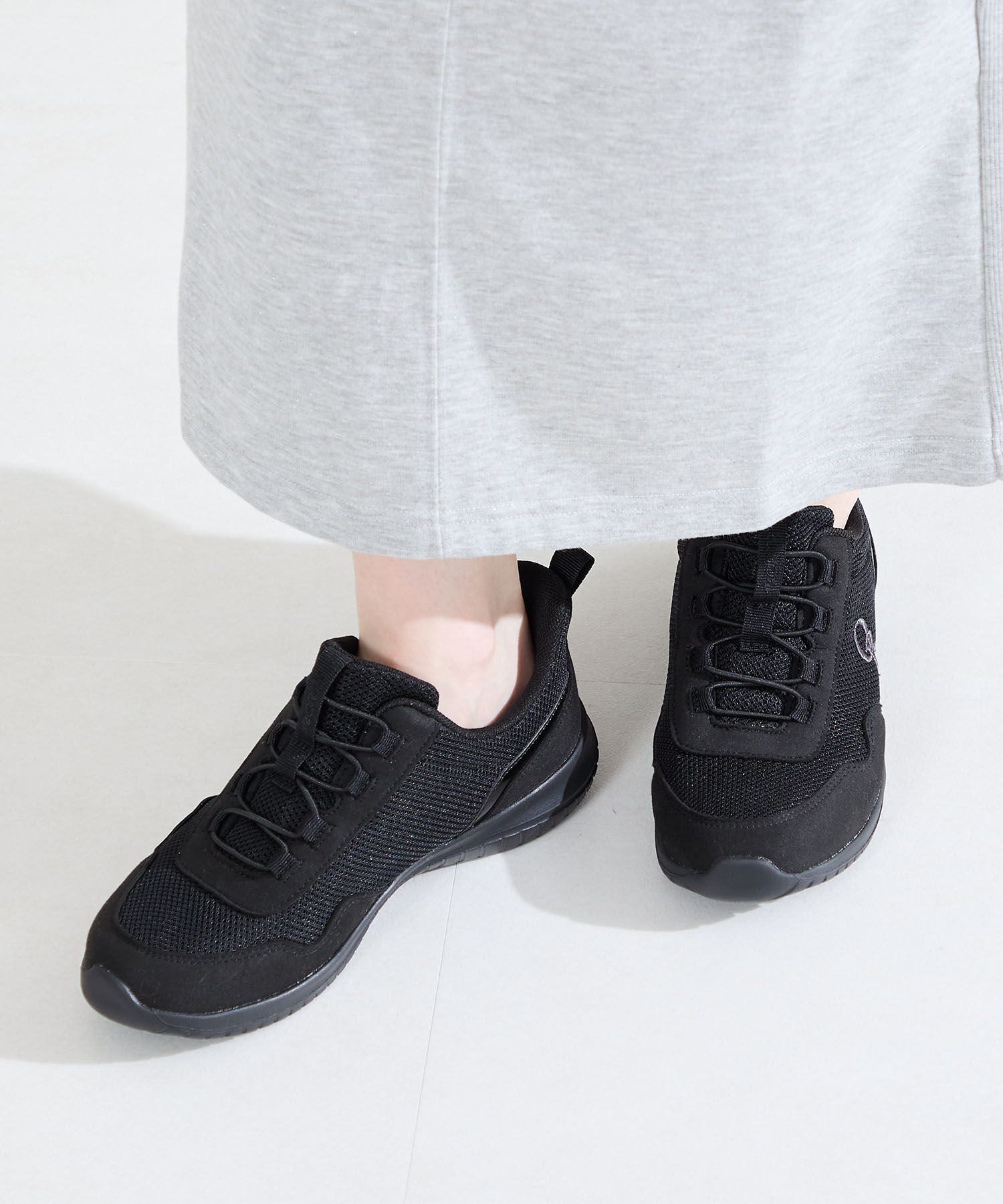 ORiental TRaffic「●2026春夏新作●【瞬間フィット】ゴム紐メッシュスニーカー/OT3790」|スニーカー|BLACK