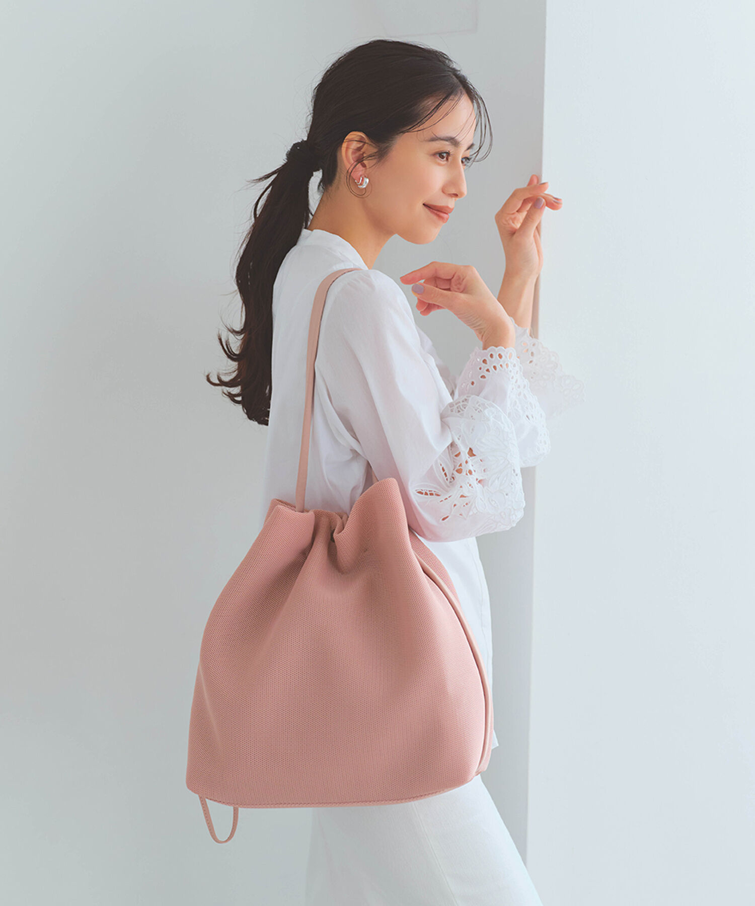 TOPKAPI BREATH「【Breath TOPKAPI】メッシュ 2way ビッグ ワンハンドル ショルダーバッグ」|ショルダー・メッセンジャー|ピンクグレー