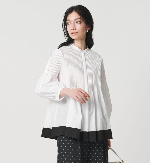 UNITED ARROWS「ピンタック バンドカラー ブラウス」|シャツ・ブラウス|