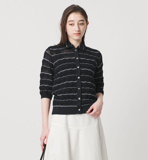 UNITED ARROWS「YTM ラメ ニットポロ カーディガン ‐ウォッシャブル‐」|カーディガン|