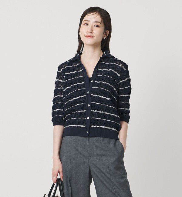 UNITED ARROWS「YTM ラメ ニットポロ カーディガン ‐ウォッシャブル‐」|カーディガン|