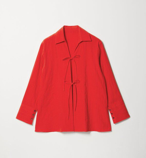 EMMEL REFINES「＜EMMEL REFINES＞EM C/ドビー ストライプ リボン シャツ」|シャツ・ブラウス|RED