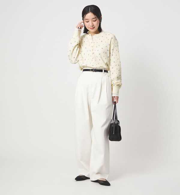 UNITED ARROWS green label relaxing「【WEB限定】＜at ease＞ワッフル ヘンリーネック  フラワープリント カットソー」|Tシャツ・カットソー|