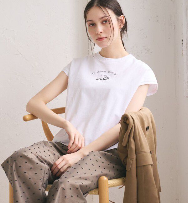 BEAUTY&YOUTH UNITED ARROWS「コットン ロゴプリント フレンチスリーブ Tシャツ」|Tシャツ・カットソー|OFF WHITE