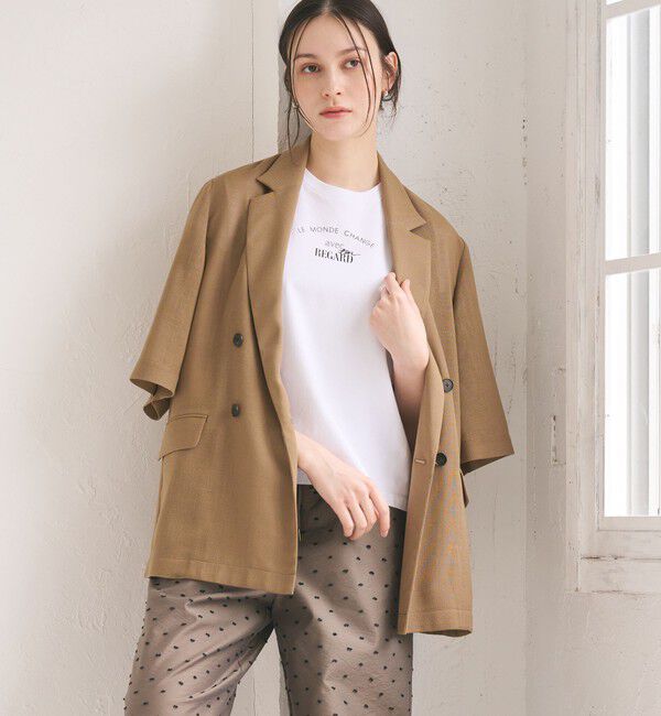 BEAUTY&YOUTH UNITED ARROWS「コットン ロゴプリント フレンチスリーブ Tシャツ」|Tシャツ・カットソー|