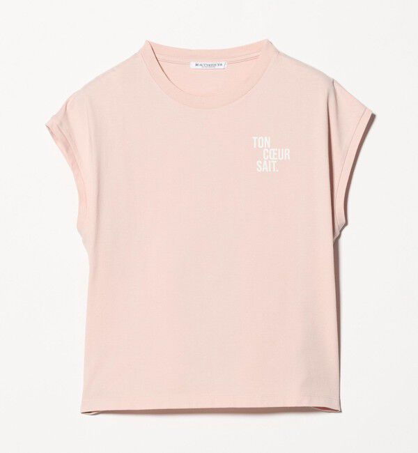 BEAUTY&YOUTH UNITED ARROWS「コットン ロゴプリント フレンチスリーブ Tシャツ」|Tシャツ・カットソー|LT.PINK