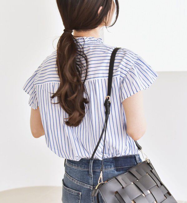 quaranciel「quaranciel:〈手洗い可能〉コットン フリルネック フレアスリーブ ブラウス」|シャツ・ブラウス|