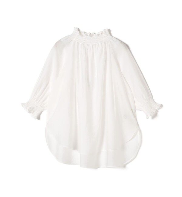 SHIPS for women「〈洗濯機可能〉シアー シャーリング ネック ショート スリーブ ブラウス」|シャツ・ブラウス|