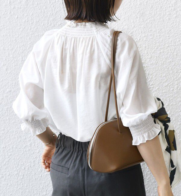 SHIPS for women「〈洗濯機可能〉シアー シャーリング ネック ショート スリーブ ブラウス」|シャツ・ブラウス|