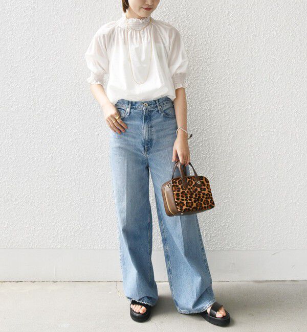 SHIPS for women「〈洗濯機可能〉シアー シャーリング ネック ショート スリーブ ブラウス」|シャツ・ブラウス|