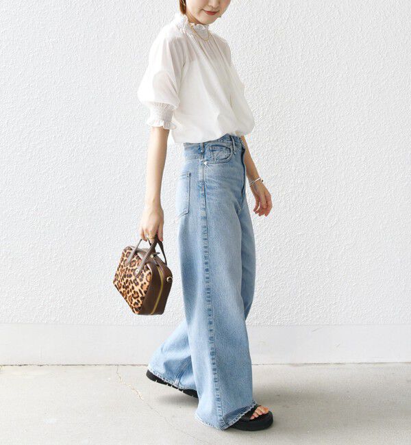 SHIPS for women「〈洗濯機可能〉シアー シャーリング ネック ショート スリーブ ブラウス」|シャツ・ブラウス|