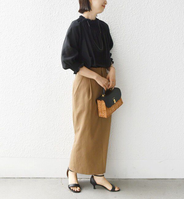 SHIPS for women「〈洗濯機可能〉シアー シャーリング ネック ショート スリーブ ブラウス」|シャツ・ブラウス|