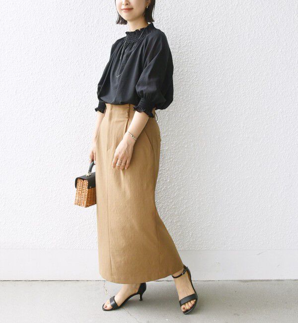 SHIPS for women「〈洗濯機可能〉シアー シャーリング ネック ショート スリーブ ブラウス」|シャツ・ブラウス|