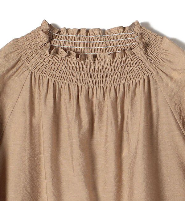 SHIPS for women「〈洗濯機可能〉シアー シャーリング ネック ショート スリーブ ブラウス」|シャツ・ブラウス|