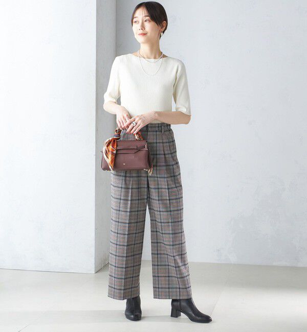 SHIPS for women「〈手洗い可能〉ボートネック 5分袖 リブ ニット」|ニット・セーター|