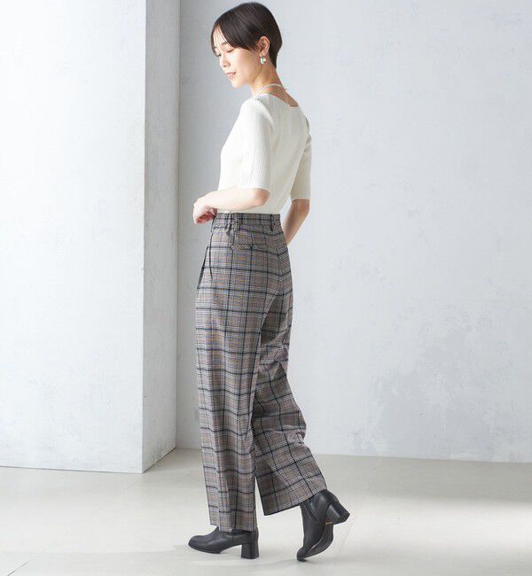 SHIPS for women「〈手洗い可能〉ボートネック 5分袖 リブ ニット」|ニット・セーター|