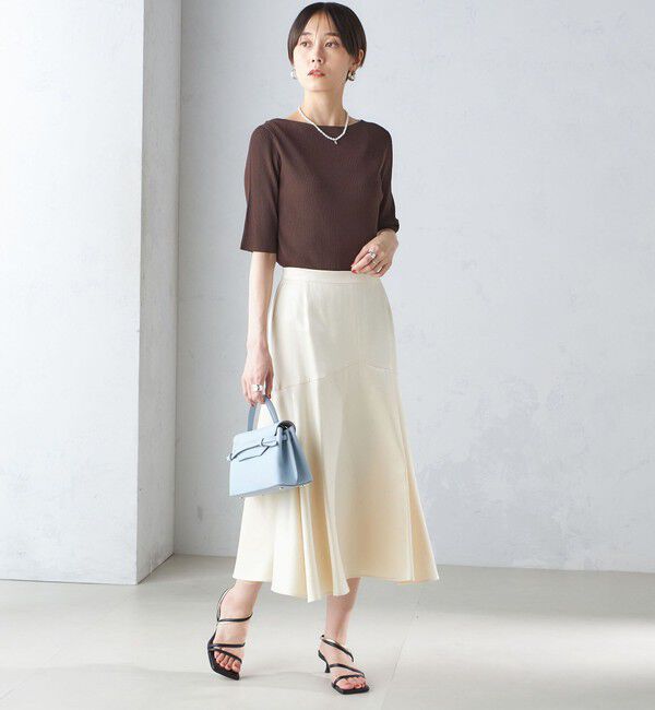 SHIPS for women「〈手洗い可能〉ボートネック 5分袖 リブ ニット」|ニット・セーター|