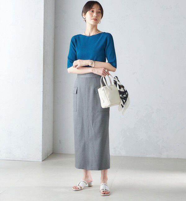 SHIPS for women「〈手洗い可能〉ボートネック 5分袖 リブ ニット」|ニット・セーター|