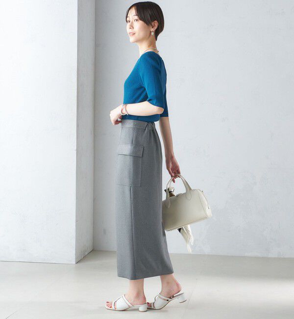 SHIPS for women「〈手洗い可能〉ボートネック 5分袖 リブ ニット」|ニット・セーター|