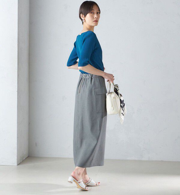 SHIPS for women「〈手洗い可能〉ボートネック 5分袖 リブ ニット」|ニット・セーター|