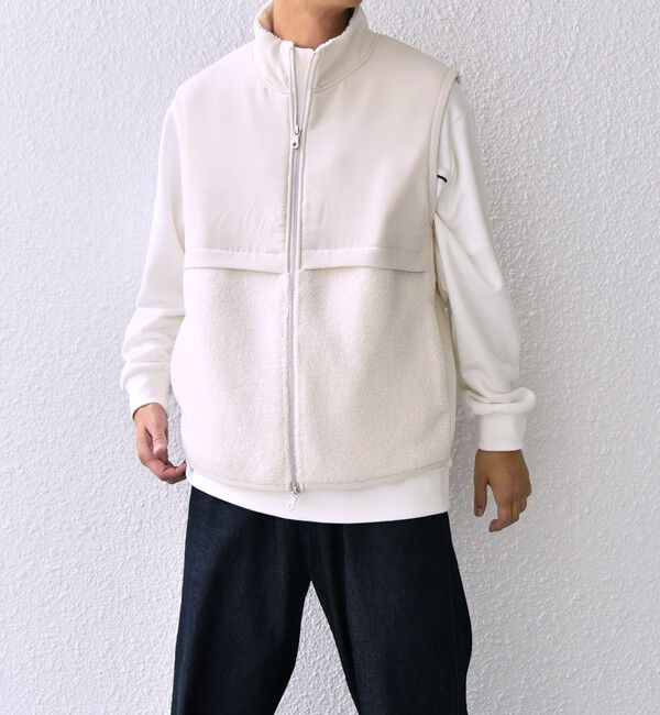 SHIPS any「SHIPS any: 〈洗濯機可能〉 コンビ ボア フリース スタンド ジップ ベスト◇」|ベスト・ジレ|