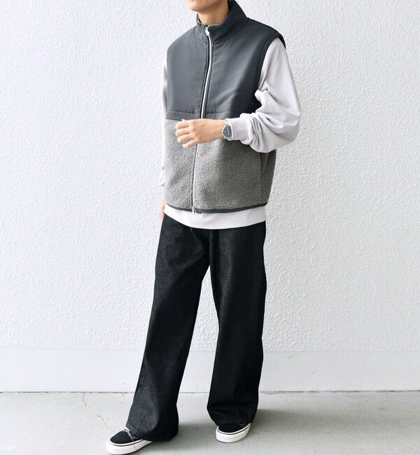 SHIPS any「SHIPS any: 〈洗濯機可能〉 コンビ ボア フリース スタンド ジップ ベスト◇」|ベスト・ジレ|