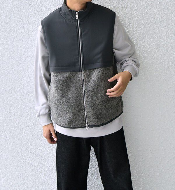 SHIPS any「SHIPS any: 〈洗濯機可能〉 コンビ ボア フリース スタンド ジップ ベスト◇」|ベスト・ジレ|