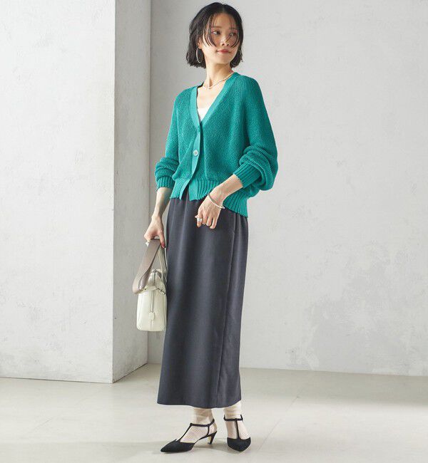 SHIPS for women「〈手洗い可能〉Asami 麻調合繊 ウエスト リブ タイト スカート」|タイト|