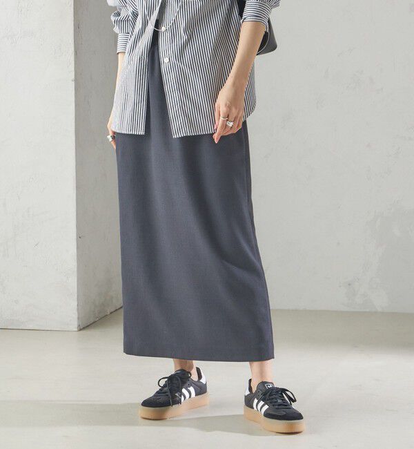 SHIPS for women「〈手洗い可能〉Asami 麻調合繊 ウエスト リブ タイト スカート」|タイト|