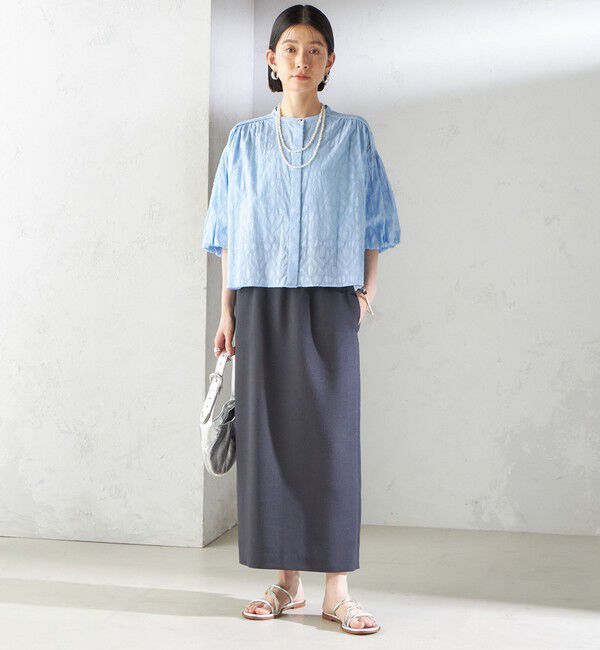 SHIPS for women「〈手洗い可能〉Asami 麻調合繊 ウエスト リブ タイト スカート」|タイト|