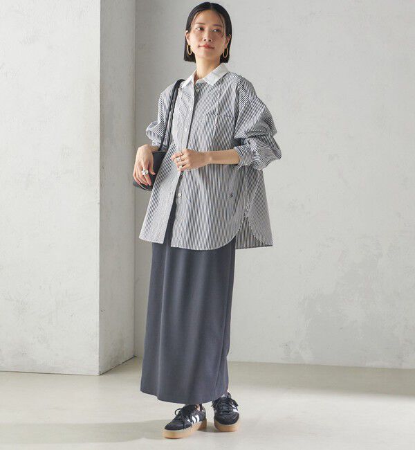 SHIPS for women「〈手洗い可能〉Asami 麻調合繊 ウエスト リブ タイト スカート」|タイト|