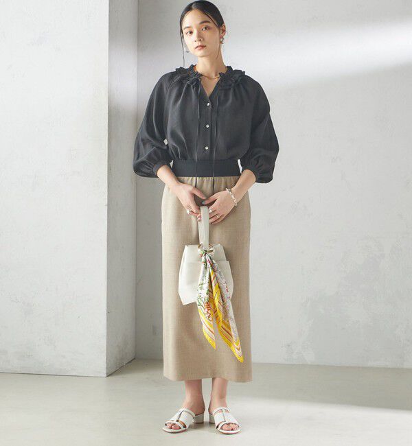 SHIPS for women「〈手洗い可能〉Asami 麻調合繊 ウエスト リブ タイト スカート」|タイト|