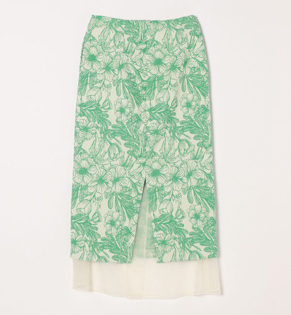 quaranciel「quaranciel: フラワー ジャカード レイヤード オーガンジー タイト スカート」|スカート|