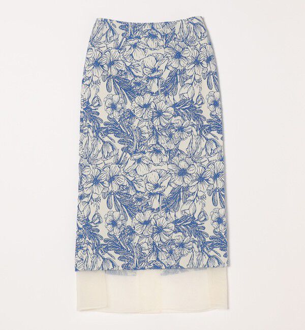 quaranciel「quaranciel: フラワー ジャカード レイヤード オーガンジー タイト スカート」|スカート|