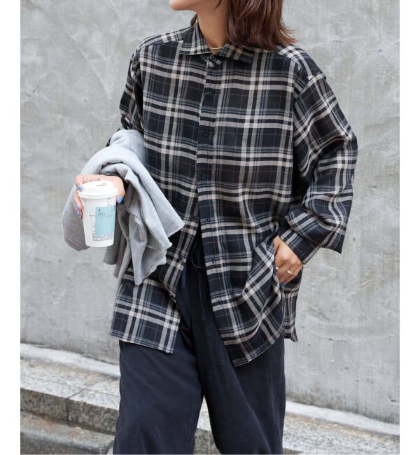 OUTDOOR PRODUCTS Usual Things「チェックスプレッドカラーシャツ」|シャツ・ブラウス|ブラック