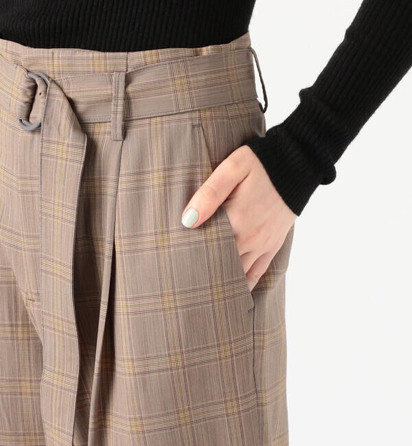 GALERIE VIE「ウォッシャブルウールチェック フロントタックベルテッドパンツ」|その他|