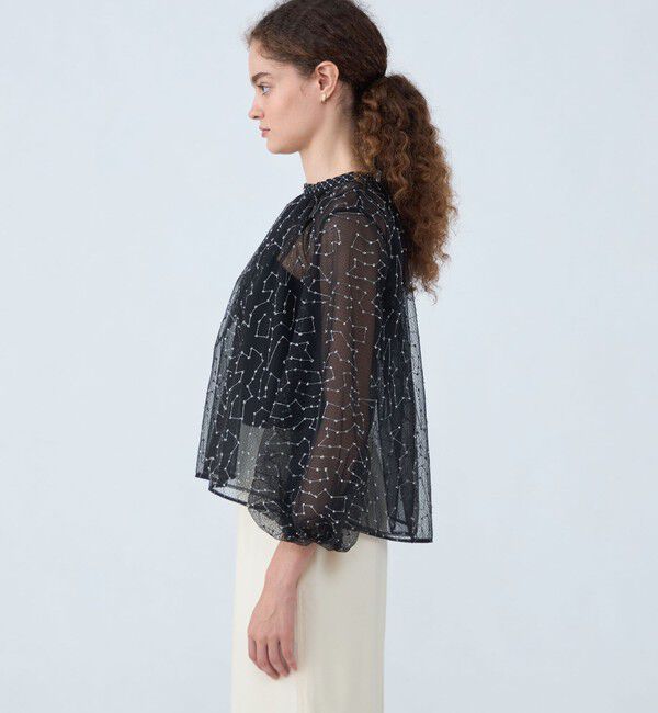 Ballsey「ビーズチュールエンブロイダリー スタンドボートネックブラウス」|シャツ・ブラウス|