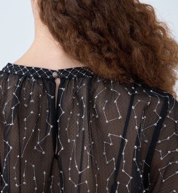 Ballsey「ビーズチュールエンブロイダリー スタンドボートネックブラウス」|シャツ・ブラウス|