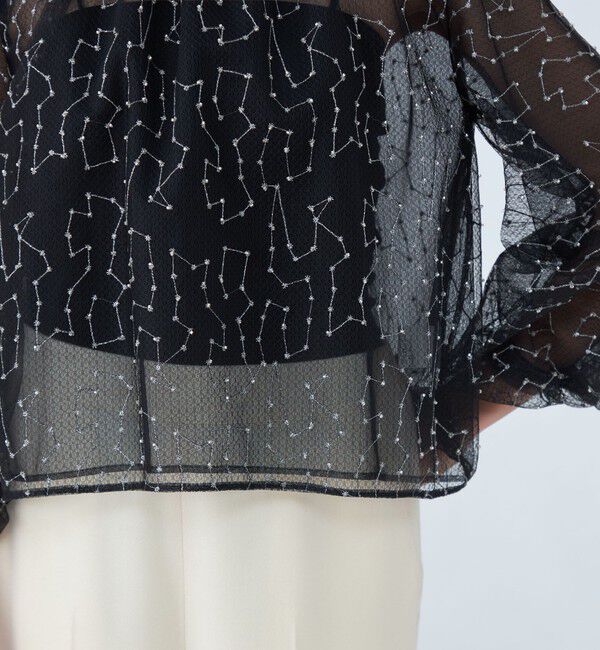 Ballsey「ビーズチュールエンブロイダリー スタンドボートネックブラウス」|シャツ・ブラウス|