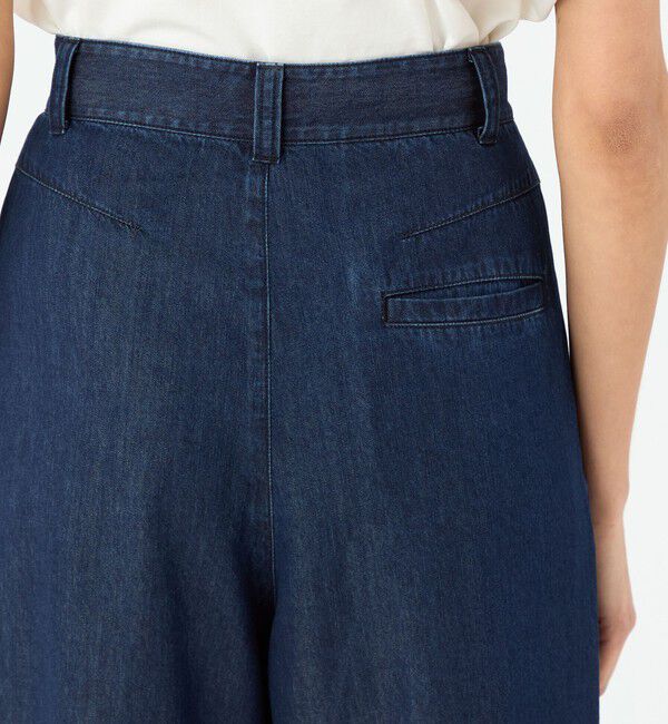 MACPHEE「コットンセルロースデニム アシンメトリータックパンツ」|デニム|