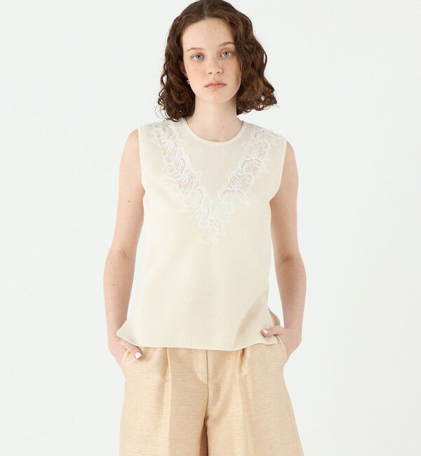 Ballsey「レーステープコンビ ノースリーブプルオーバー」|ニット・セーター|