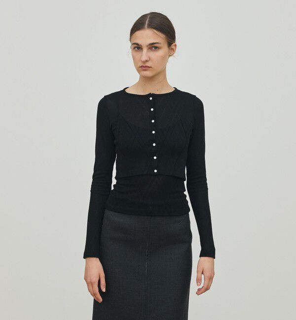 DES PRES「 レーヨンアーガイルチェック クルーネックカーディガン」|カーディガン|