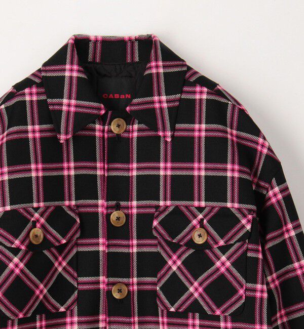 CABaN「ウールチェック 中綿ブルゾン」|ダッフルコート|